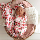 Snuggle Hunny Jersey Wrap with Matching Headwear - Strawberry