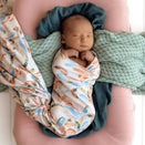 Snuggle Hunny Jersey Wrap with Matching Headwear - Summer Palm