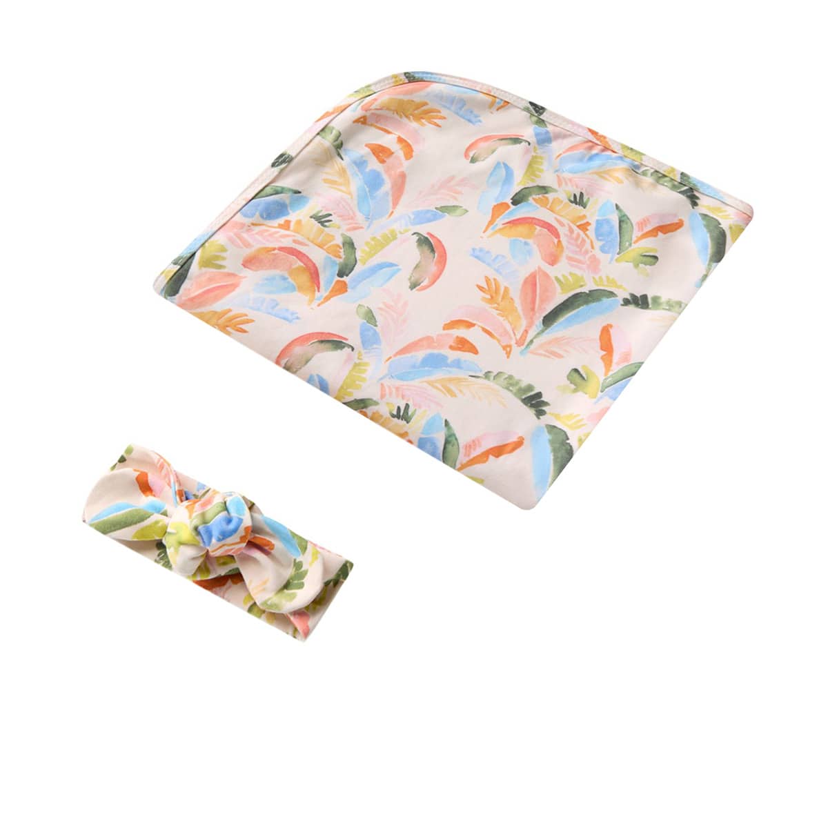 Snuggle Hunny Jersey Wrap with Matching Headwear - Summer Palm