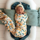 Snuggle Hunny Jersey Wrap with Matching Headwear - Sunny Citrus