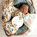 Snuggle Hunny Jersey Wrap with Matching Headwear - Sunny Citrus