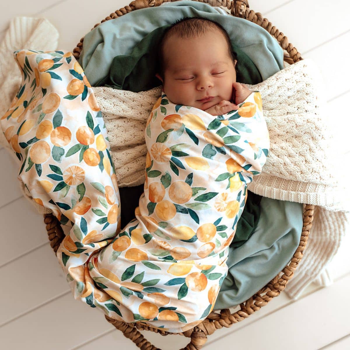 Snuggle Hunny Jersey Wrap with Matching Headwear - Sunny Citrus