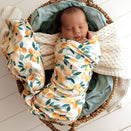 Snuggle Hunny Jersey Wrap with Matching Headwear - Sunny Citrus