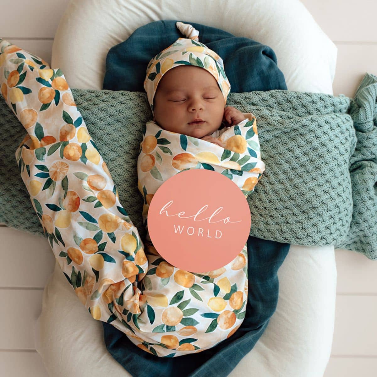 Snuggle Hunny Jersey Wrap with Matching Headwear - Sunny Citrus