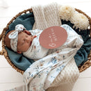 Snuggle Hunny Jersey Wrap with Matching Headwear - Sweet Swallows
