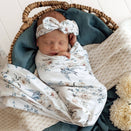 Snuggle Hunny Jersey Wrap with Matching Headwear - Sweet Swallows