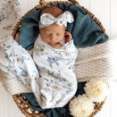 Snuggle Hunny Jersey Wrap with Matching Headwear - Sweet Swallows