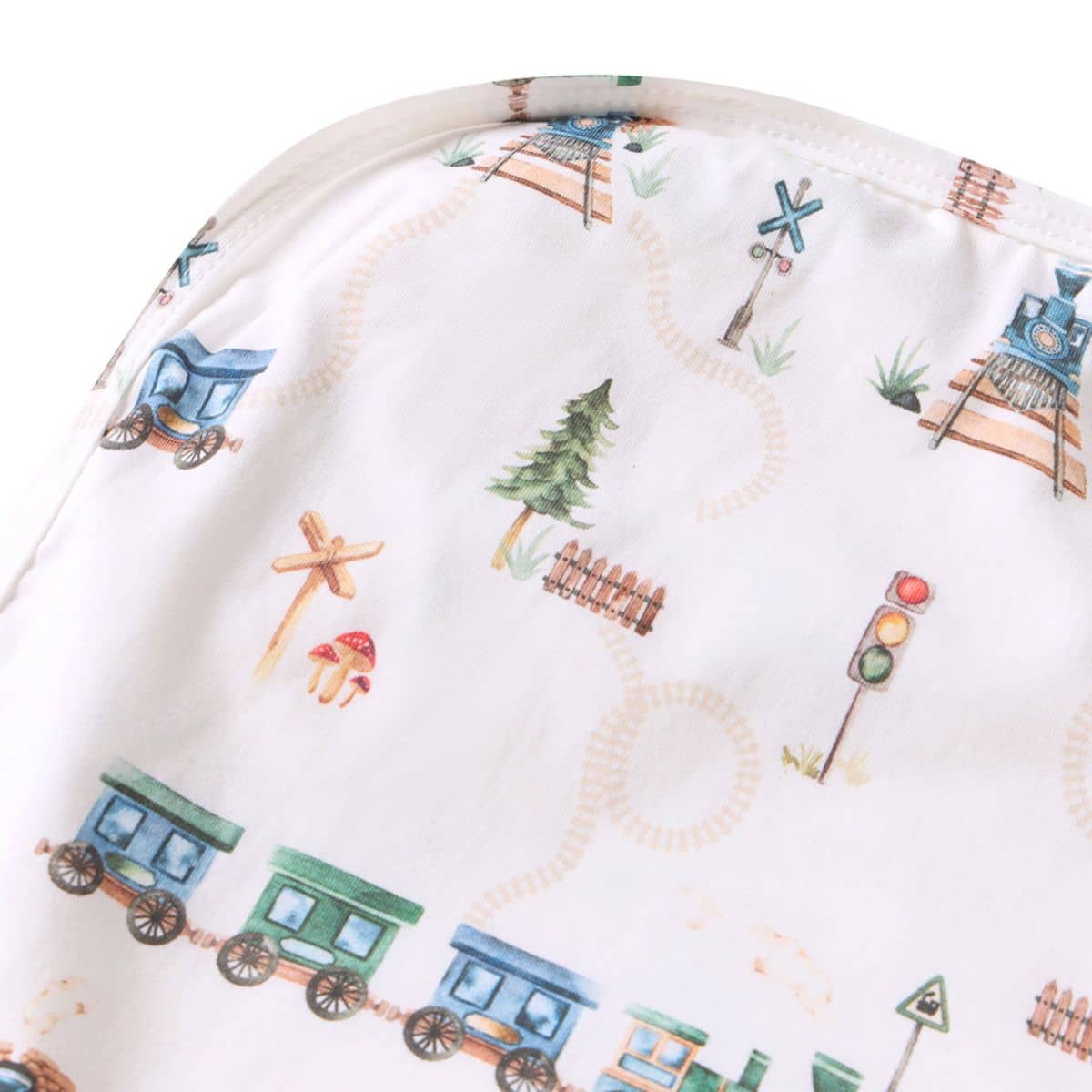 Snuggle Hunny Jersey Wrap with Matching Headwear - Trains