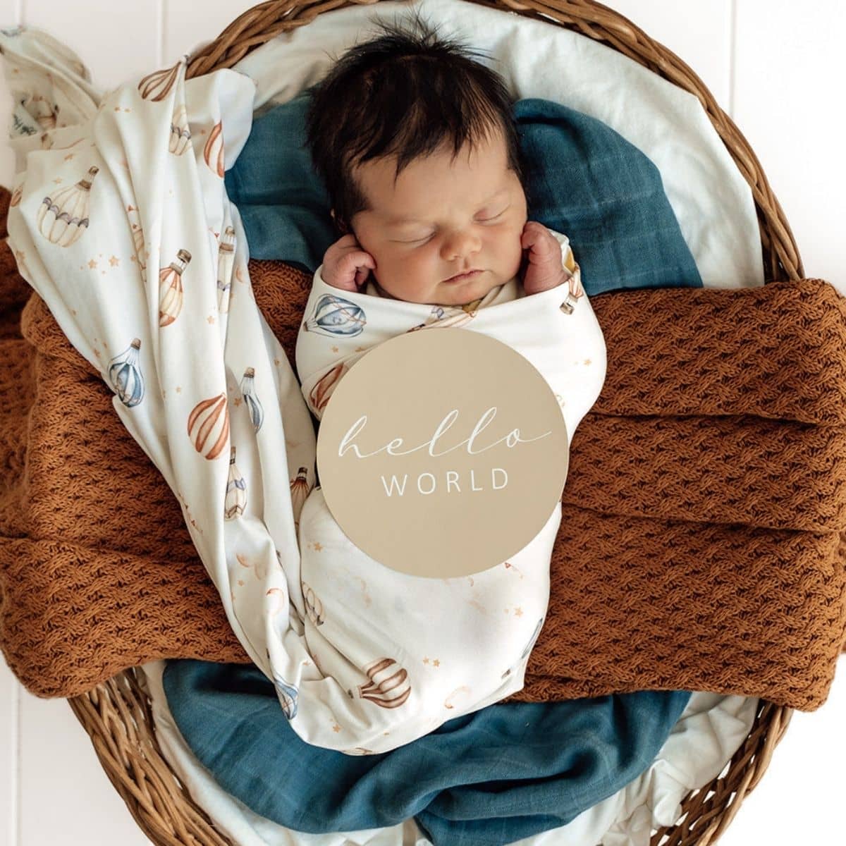Snuggle Hunny Jersey Wrap with Matching Headwear - Up & Away