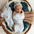 Snuggle Hunny Jersey Wrap with Matching Headwear - White Rabbit