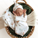 Snuggle Hunny Jersey Wrap with Matching Headwear - Woodland Tales