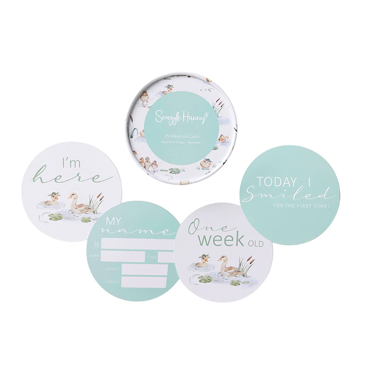 Snuggle Hunny Reversible Milestone Cards - Duck Pond and Sage