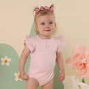 Snuggle Hunny Short Sleeve Bodysuit - Baby Pink Frill Rib