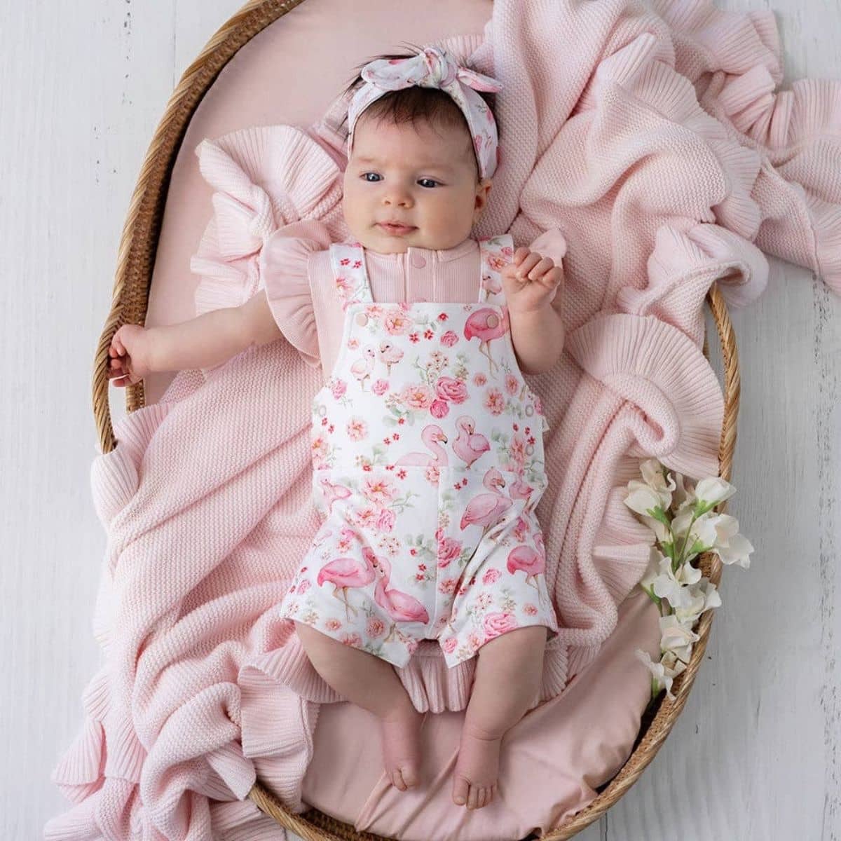 Snuggle Hunny Short Sleeve Bodysuit - Baby Pink Frill Rib