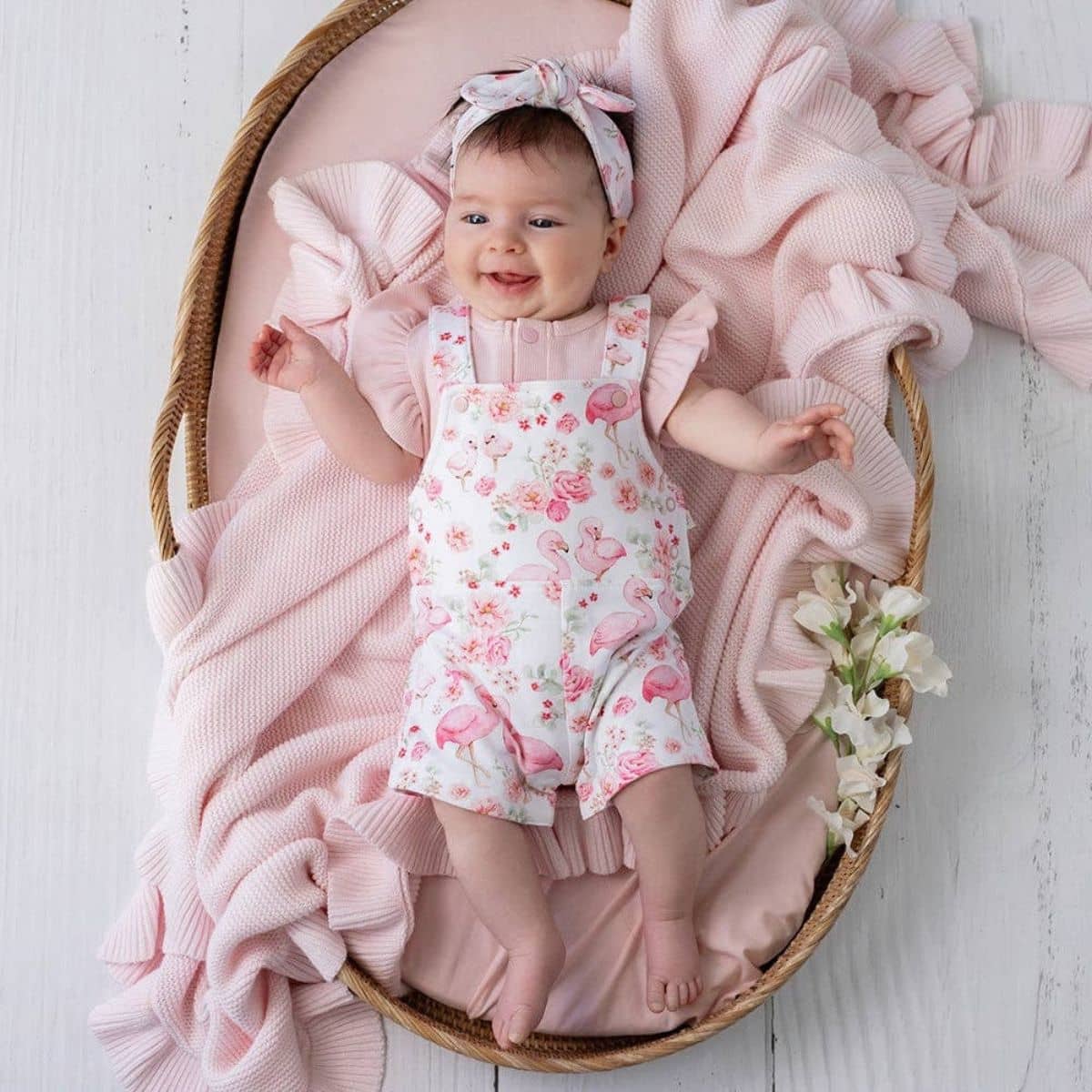 Snuggle Hunny Short Sleeve Bodysuit - Baby Pink Frill Rib