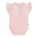 Snuggle Hunny Short Sleeve Bodysuit - Baby Pink Frill Rib