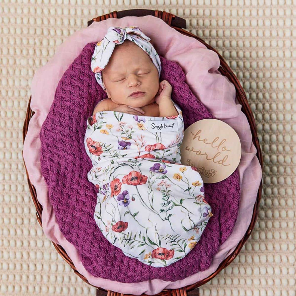 Snuggle Hunny Snuggle Swaddle Sack with Matching Headwear - Meadow Organic