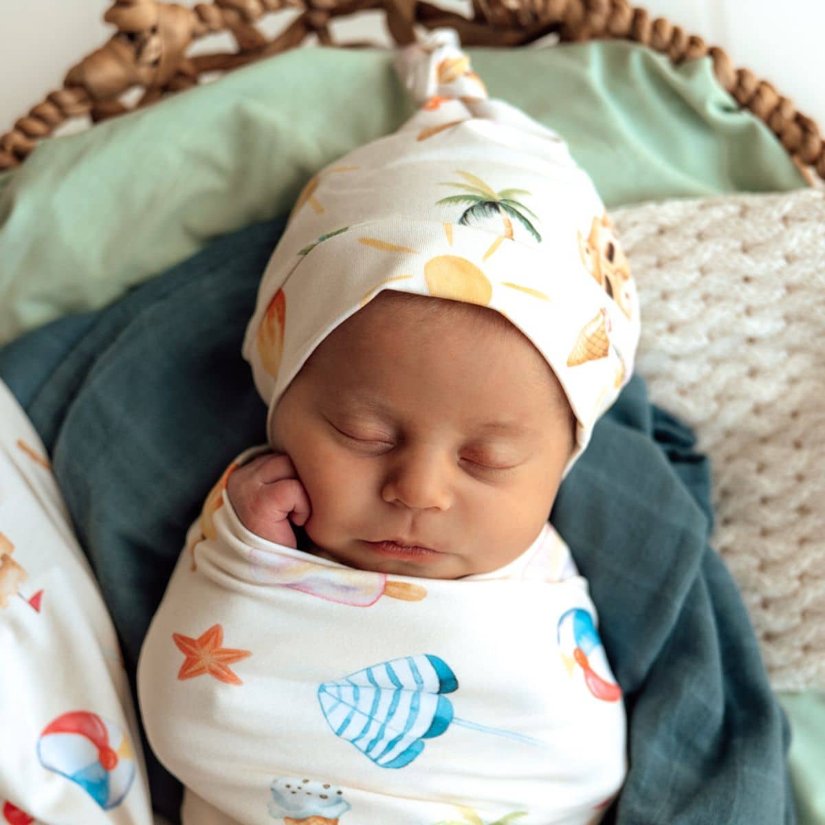 Snuggle Hunny Knotted Beanie - Beach Fun