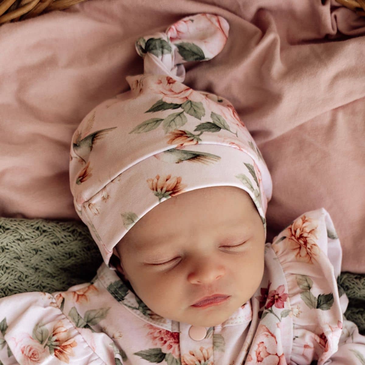 Snuggle Hunny Knotted Beanie - Birds & Blooms