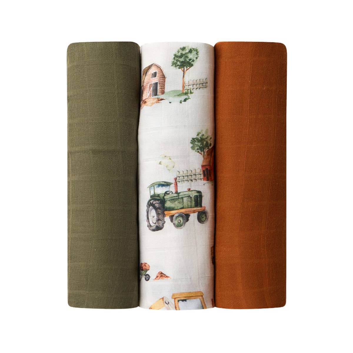 Snuggle Hunny Large Organic Muslin Wraps - Diggers / Olive / Bronze