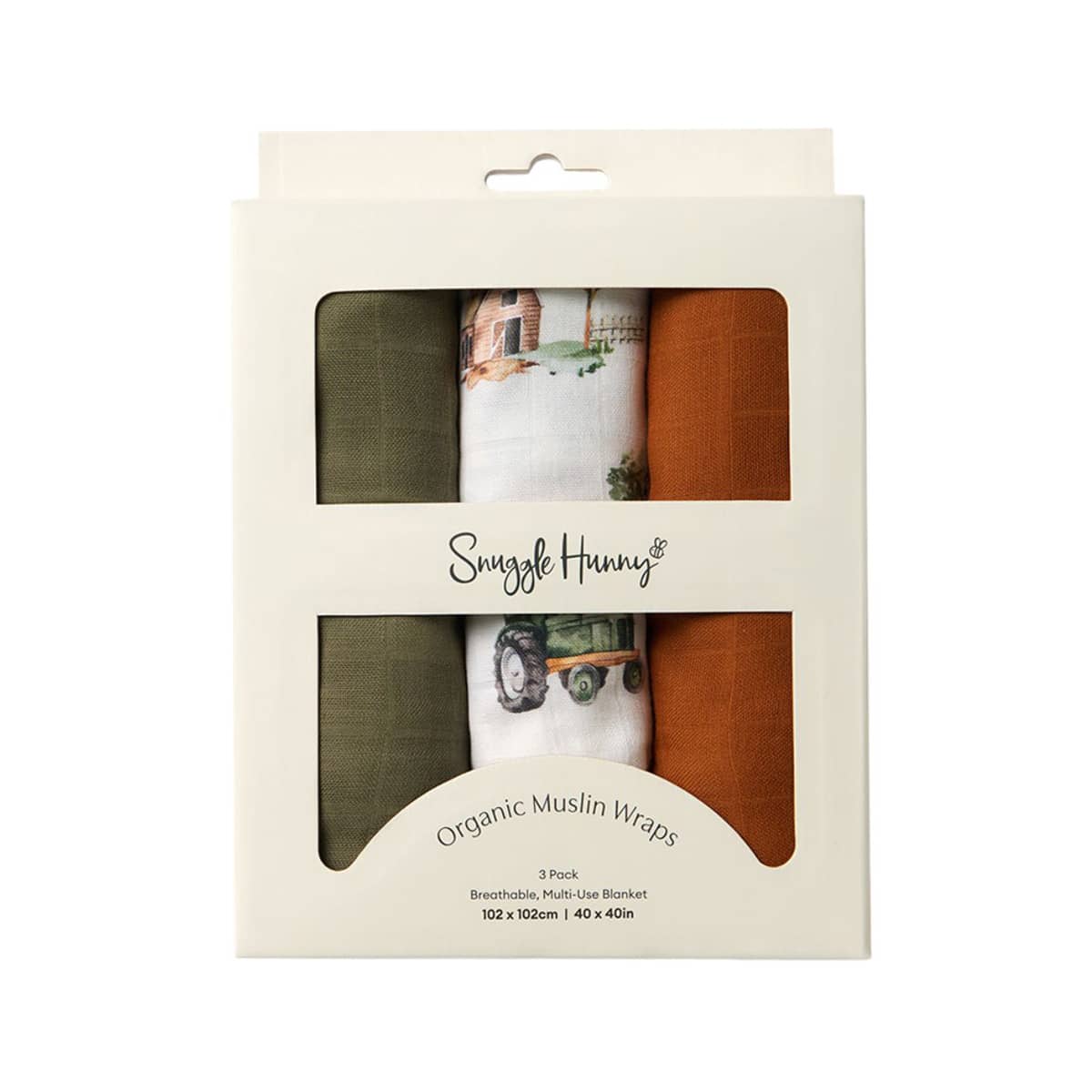 Snuggle Hunny Large Organic Muslin Wraps - Diggers / Olive / Bronze