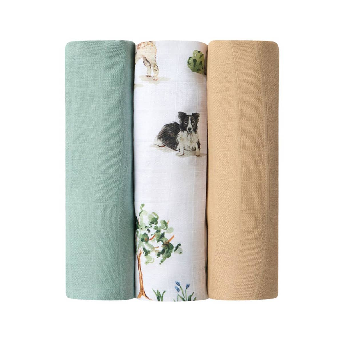 Snuggle Hunny Large Organic Muslin Wraps - Dog Park / Sage / Pebble