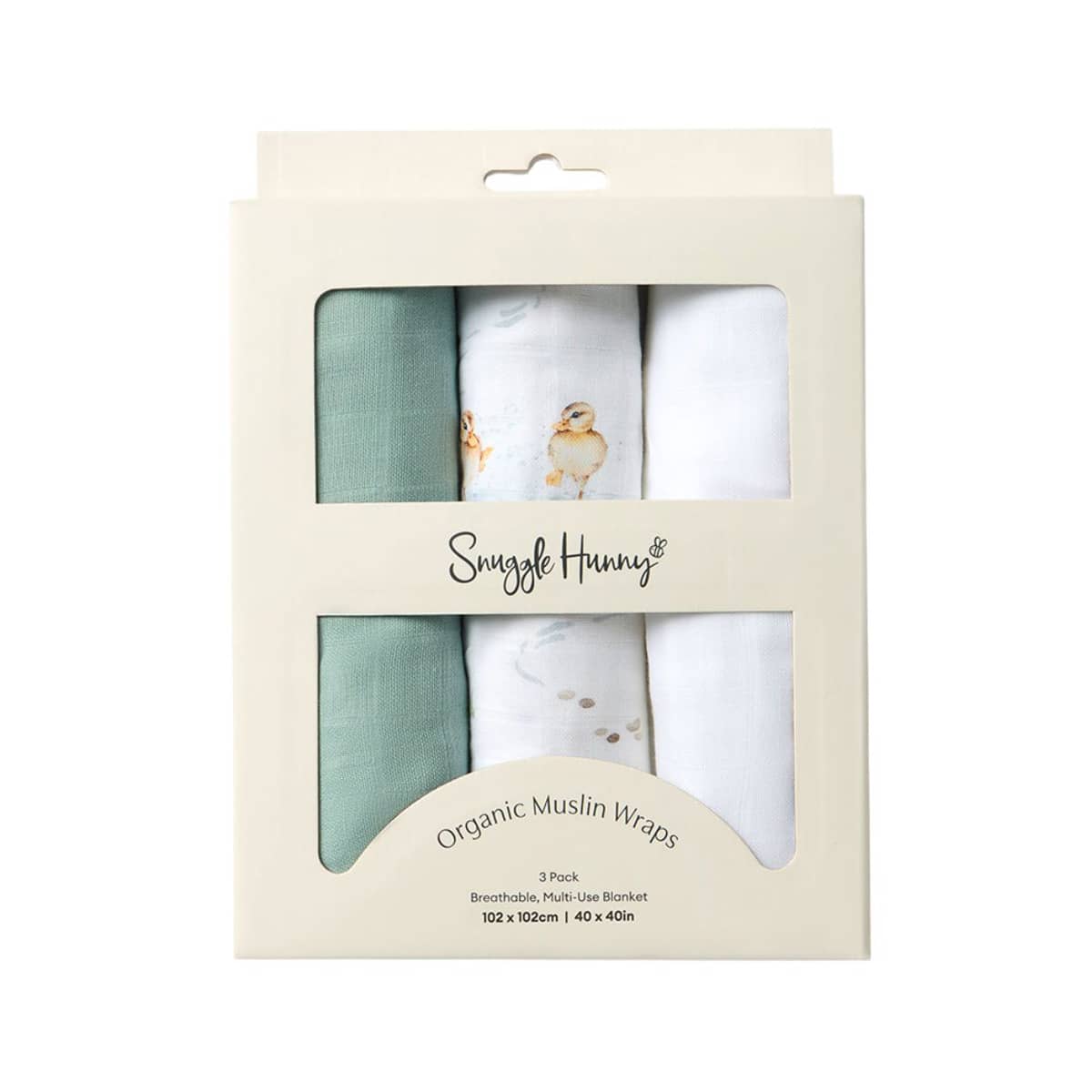 Snuggle Hunny Large Organic Muslin Wraps - Duck Pond / Sage / Milk