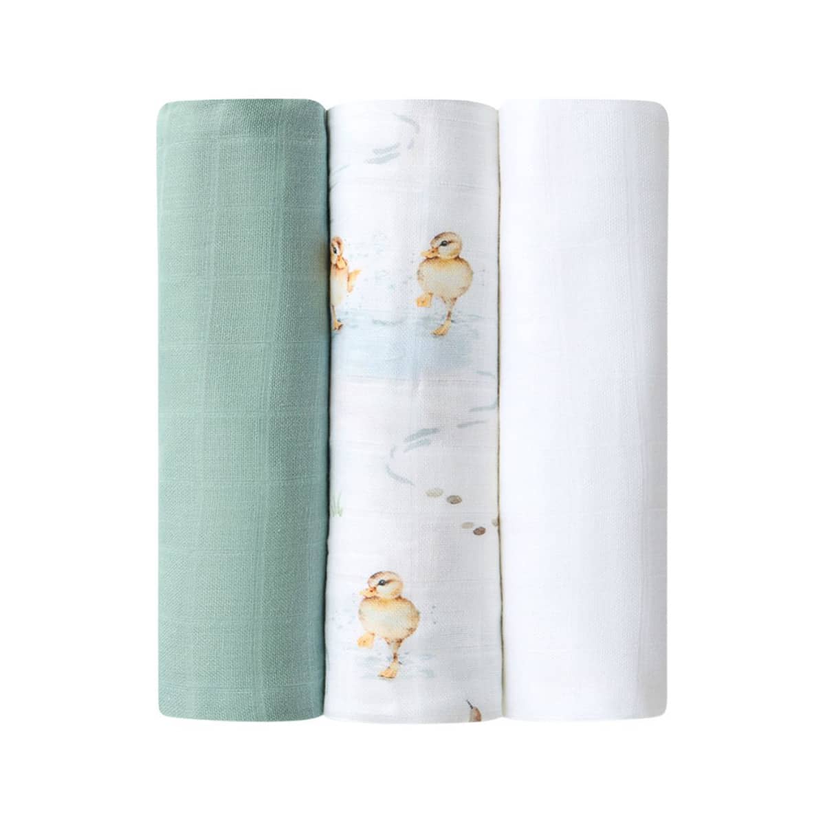 Snuggle Hunny Large Organic Muslin Wraps - Duck Pond / Sage / Milk