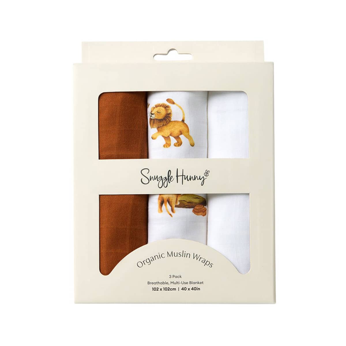 Snuggle Hunny Large Organic Muslin Wraps - Lion / Bronze / Milk