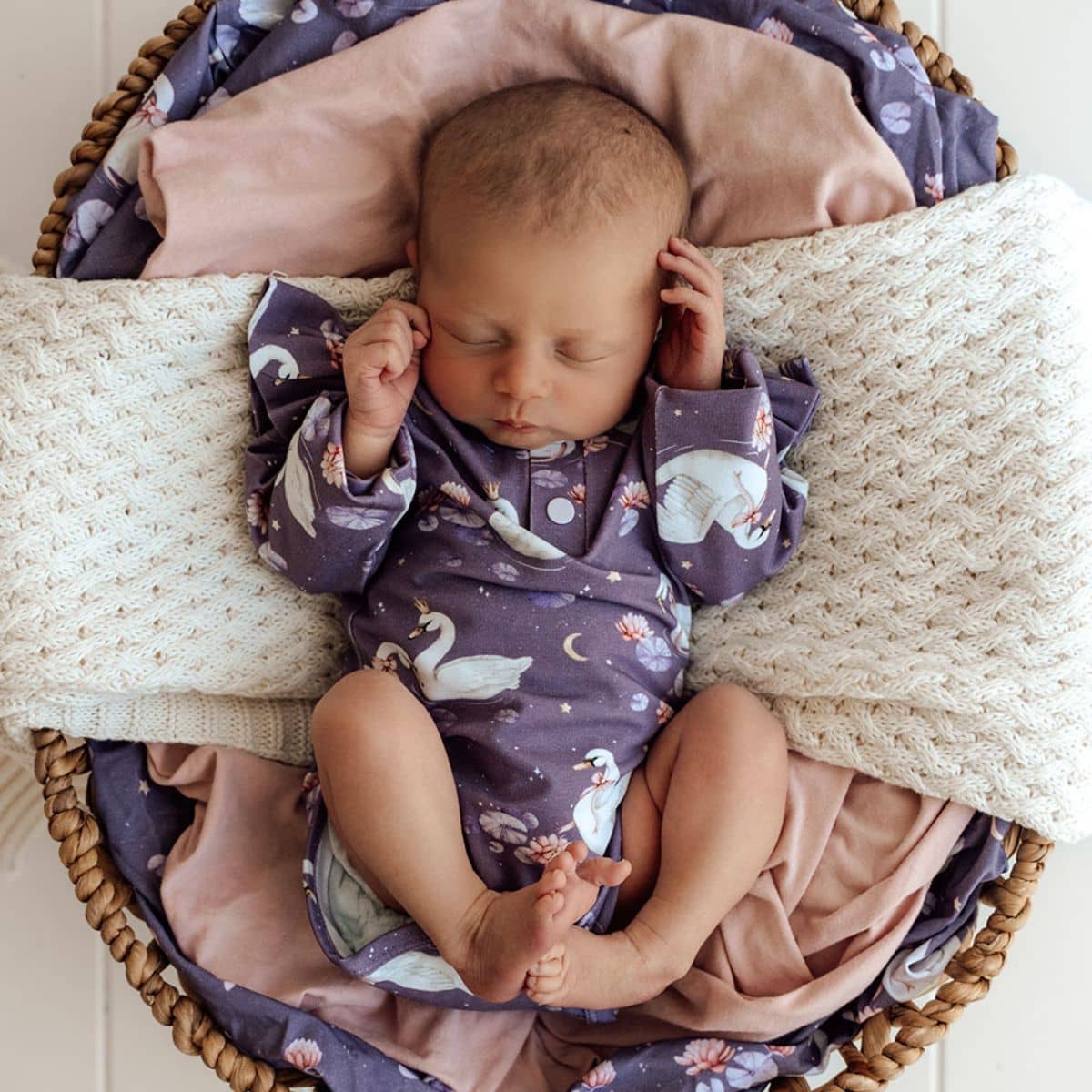 Snuggle Hunny Long Sleeve Bodysuit - Midnight Swan