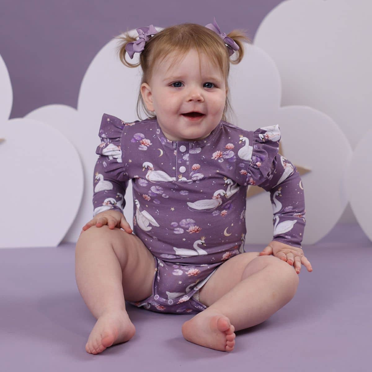 Snuggle Hunny Long Sleeve Bodysuit - Midnight Swan