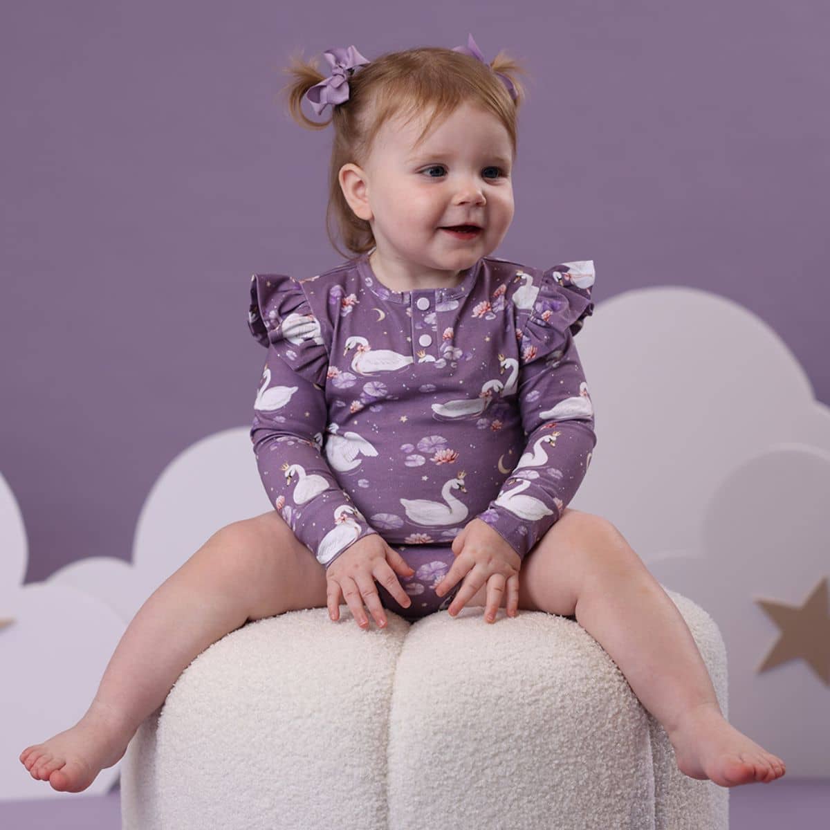 Snuggle Hunny Long Sleeve Bodysuit - Midnight Swan