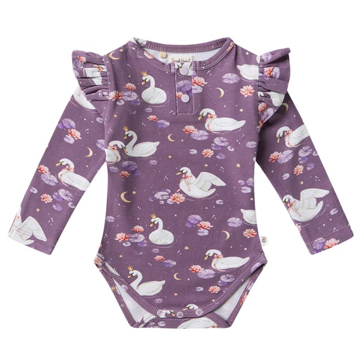 Snuggle Hunny Long Sleeve Bodysuit - Midnight Swan
