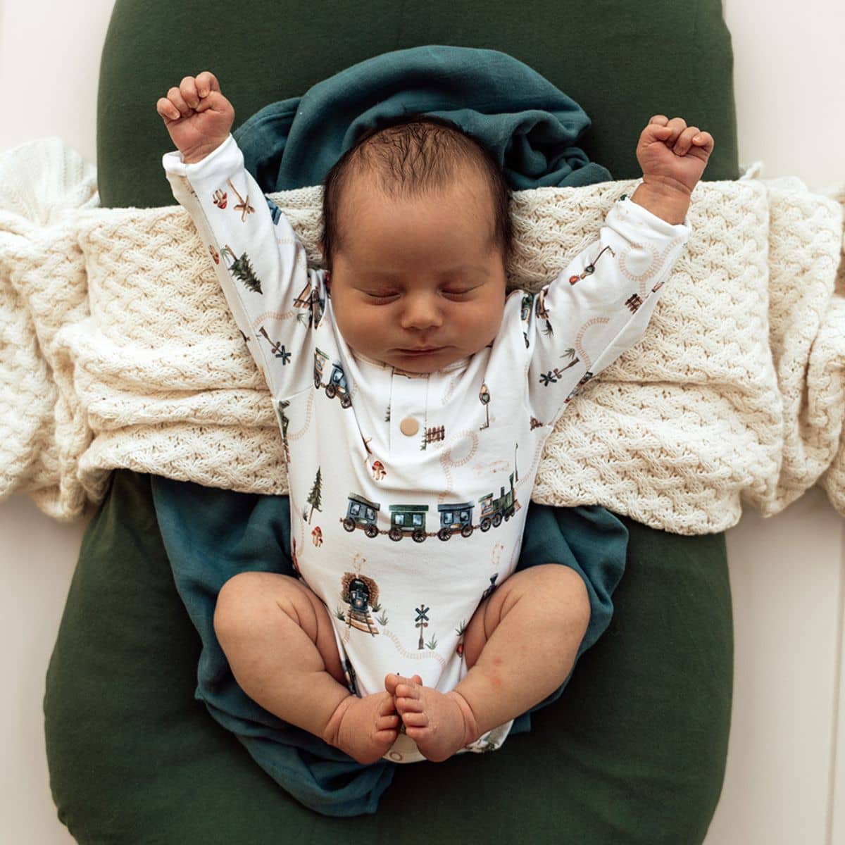 Snuggle Hunny Long Sleeve Bodysuit - Trains