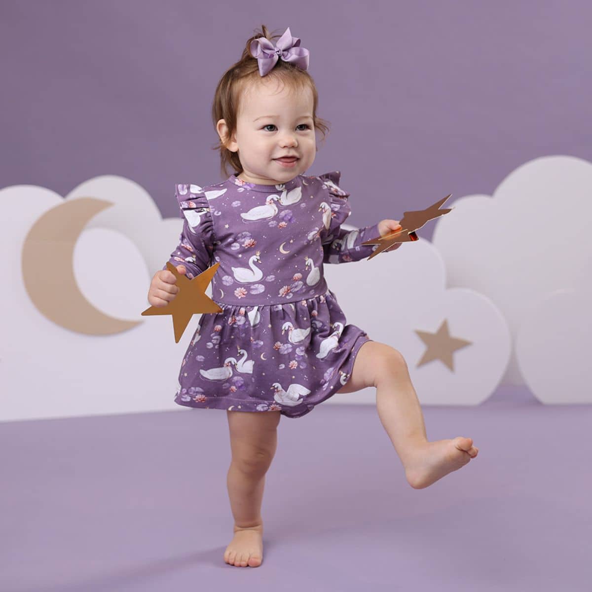 Snuggle Hunny Long Sleeve Dress - Midnight Swan