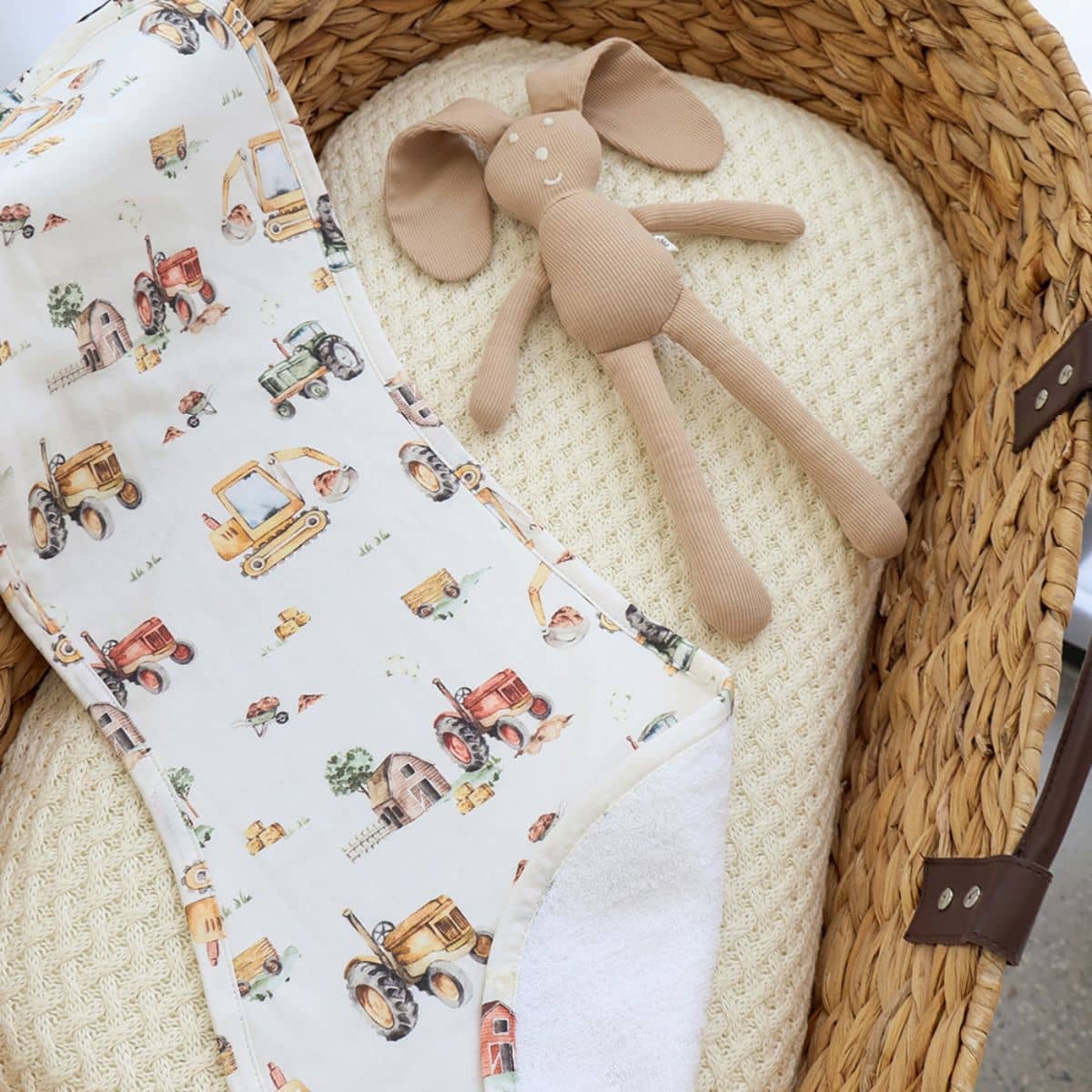 Snuggle Hunny Organic Burp Cloth - Diggers & Tractors