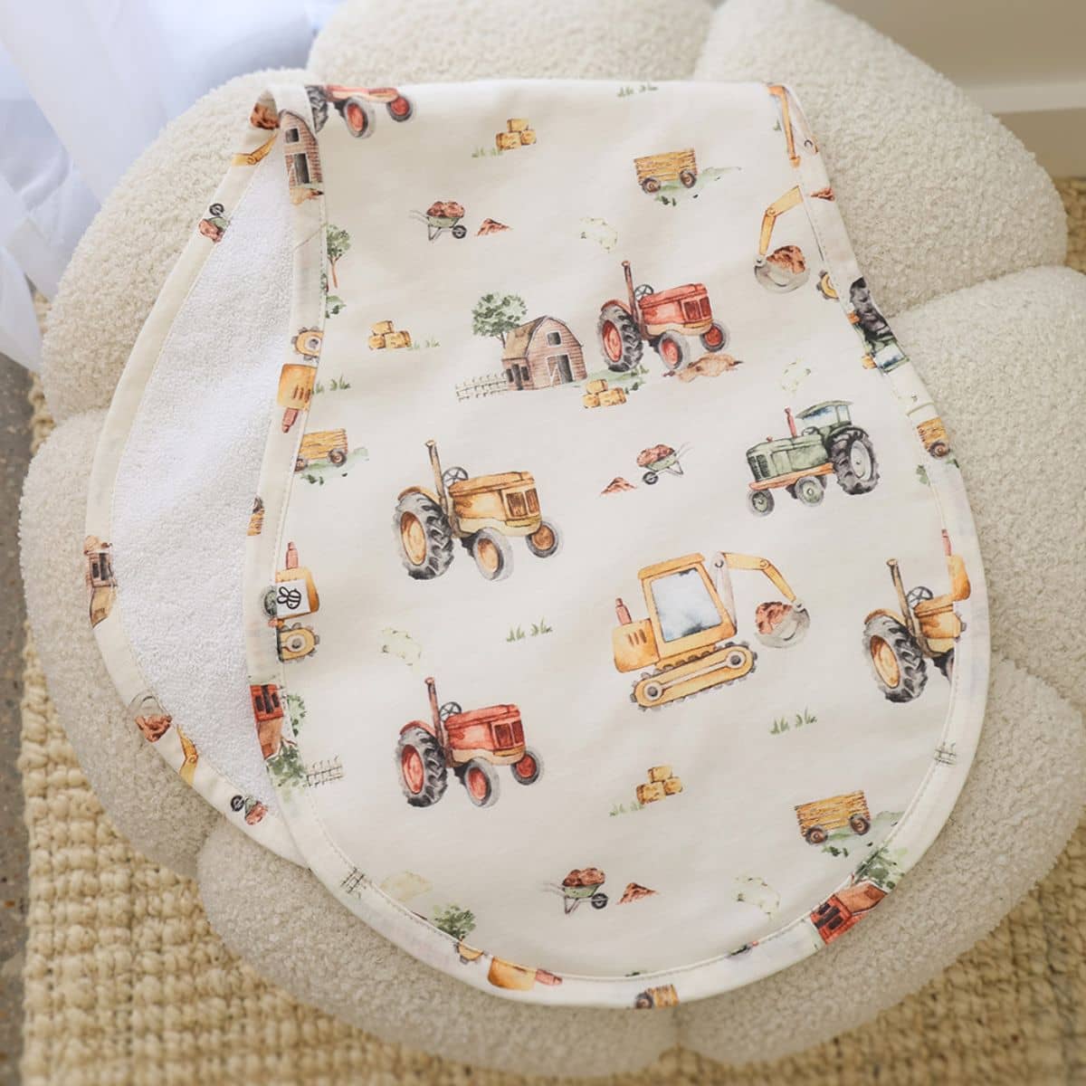Snuggle Hunny Organic Burp Cloth - Diggers & Tractors