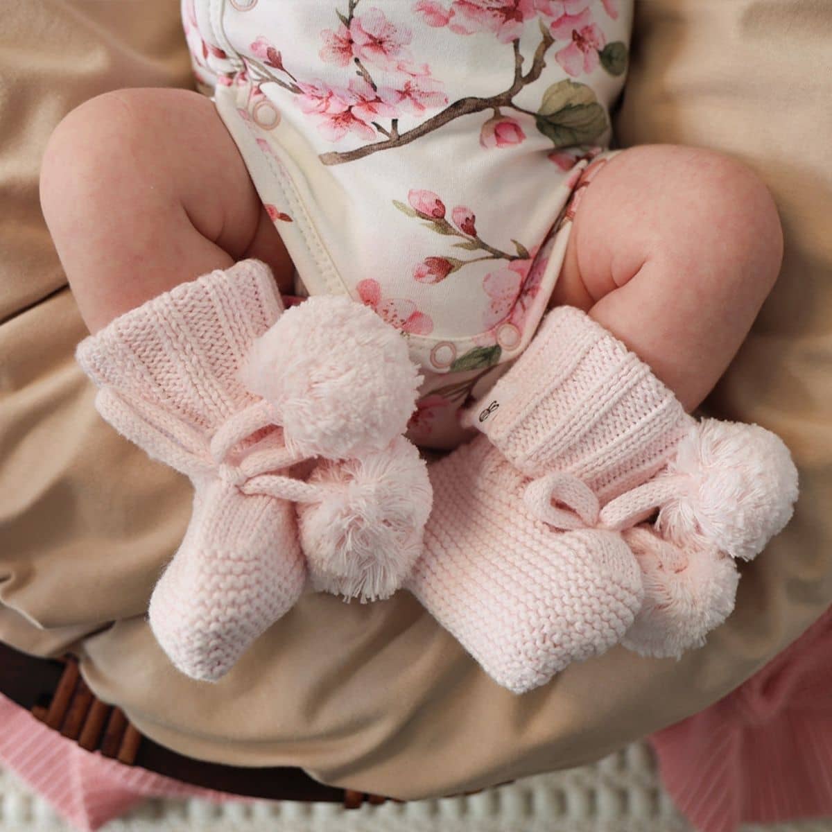 Snuggle Hunny Organic Cotton Knit Booties - Blush