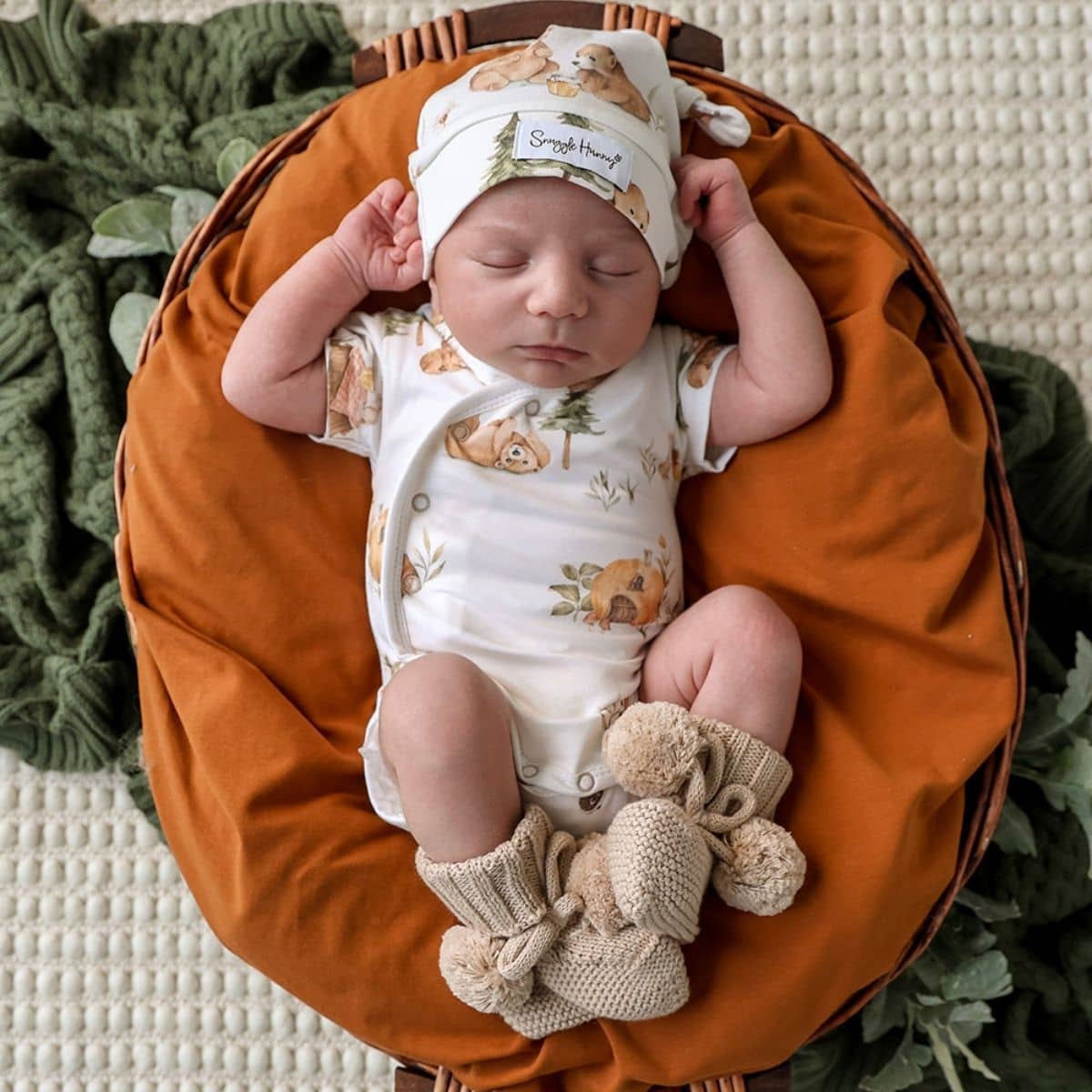 Snuggle Hunny Organic Cotton Knit Booties - Hazelnut