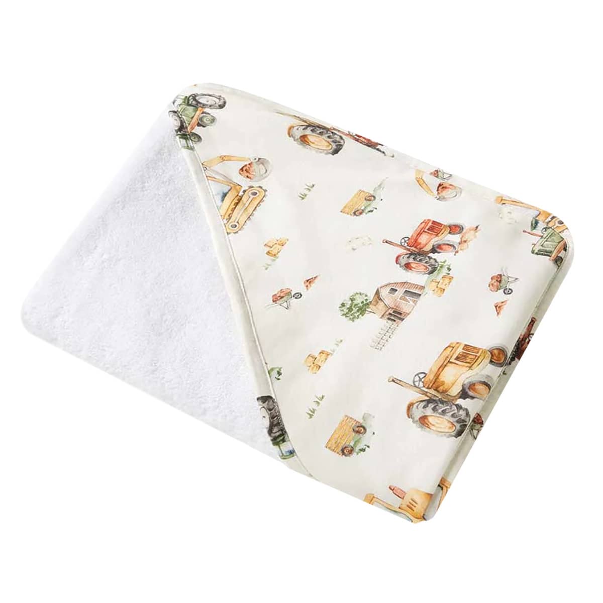 Snuggle Hunny Organic Hooded Baby Towel - Diggers & Tractors