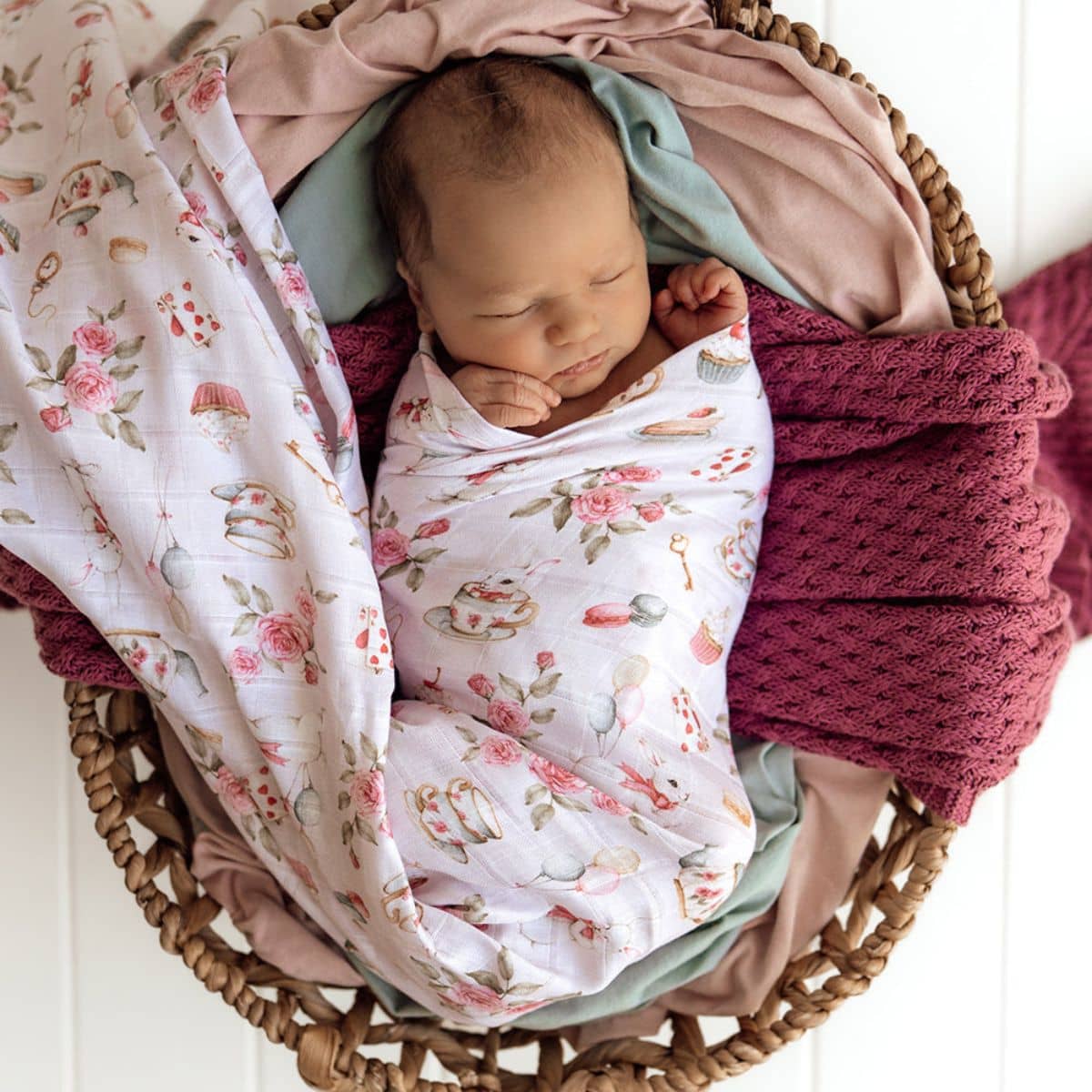 Snuggle Hunny Muslin Wrap - Alice's Tea Party