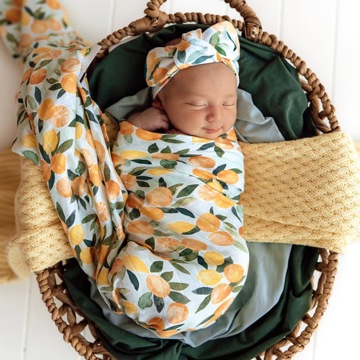 Snuggle Hunny Muslin Wrap - Citrus Squeeze