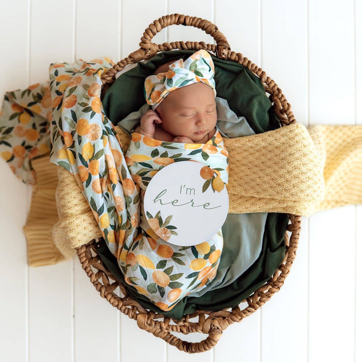 Snuggle Hunny Muslin Wrap - Citrus Squeeze