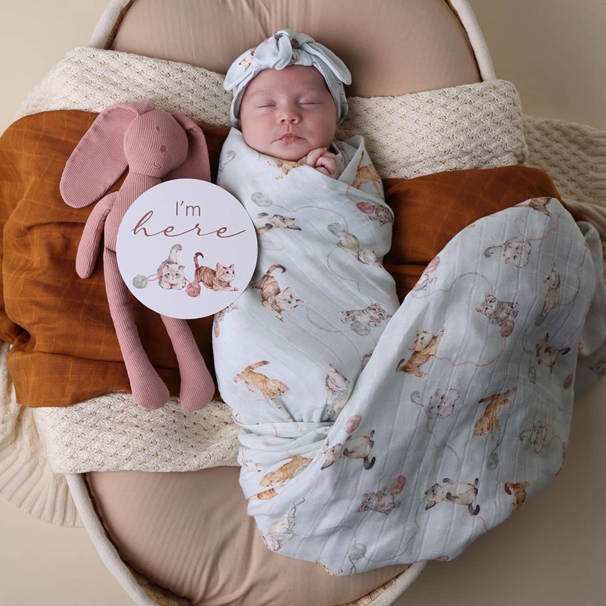 Snuggle Hunny Muslin Wrap - Kittens