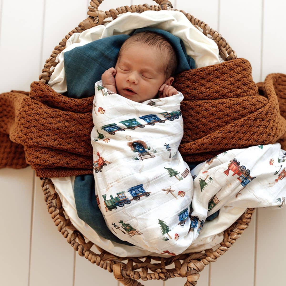 Snuggle Hunny Muslin Wrap - Trains