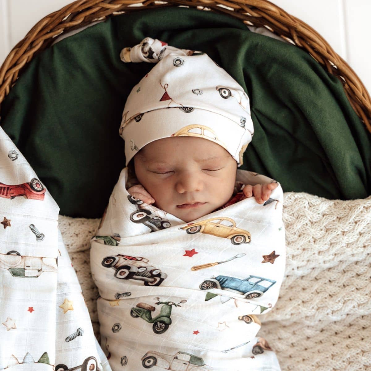 Snuggle Hunny Muslin Wrap - Vintage Cars