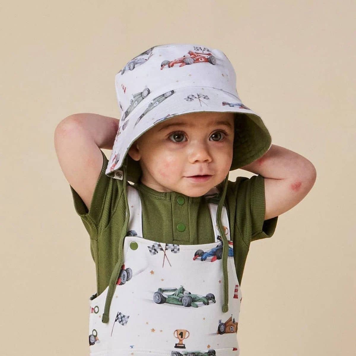 Snuggle Hunny Reversible Cotton Bucket Hat - Little Racers