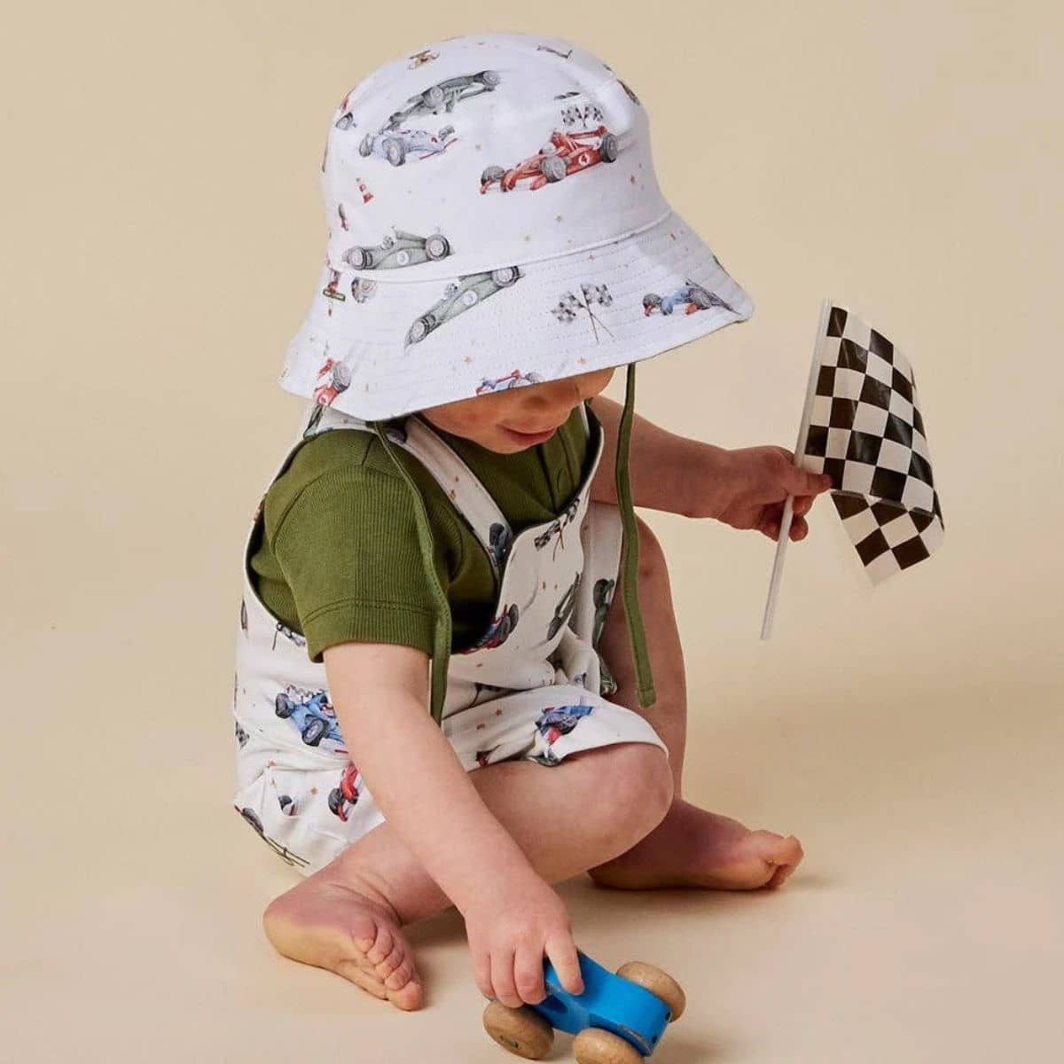 Snuggle Hunny Reversible Cotton Bucket Hat - Little Racers