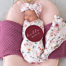 Snuggle Hunny Reversible Milestone Cards - Birds & Blooms and Raspberry