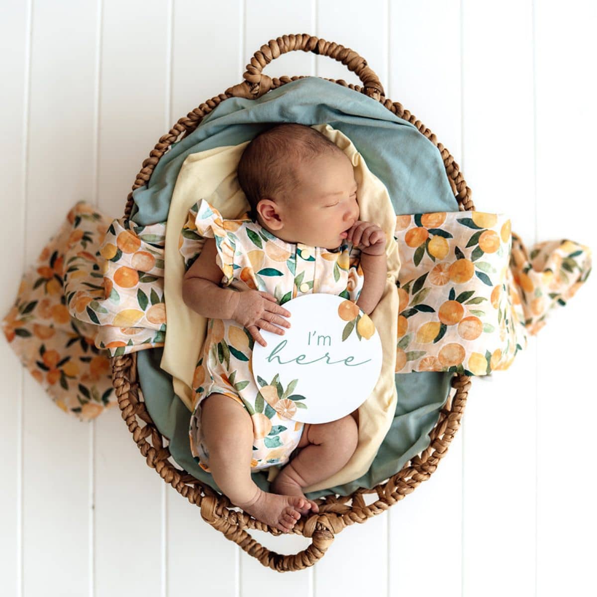Snuggle Hunny Reversible Milestone Cards - Citrus Squeeze and Peach
